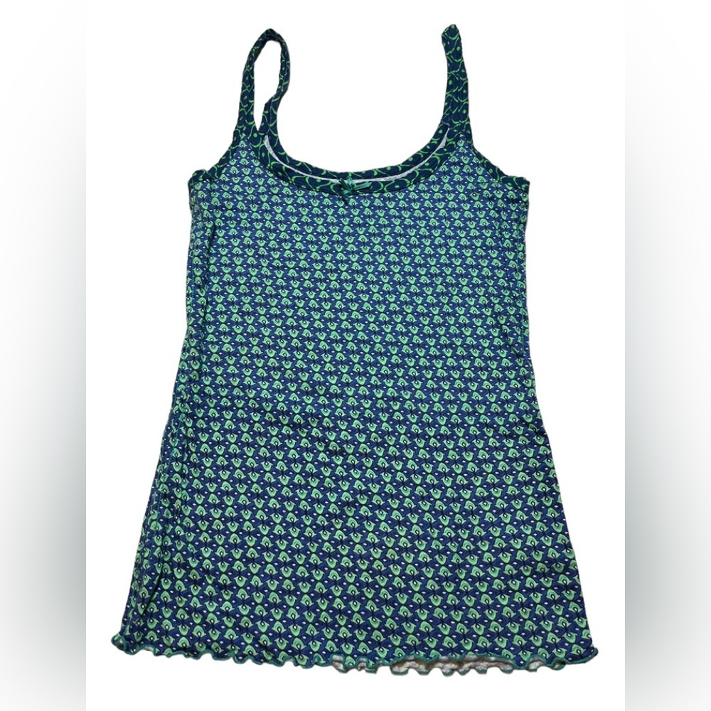 Free People cami sleeveless tank top blue & green print Small EUC - Picture 5 of 13
